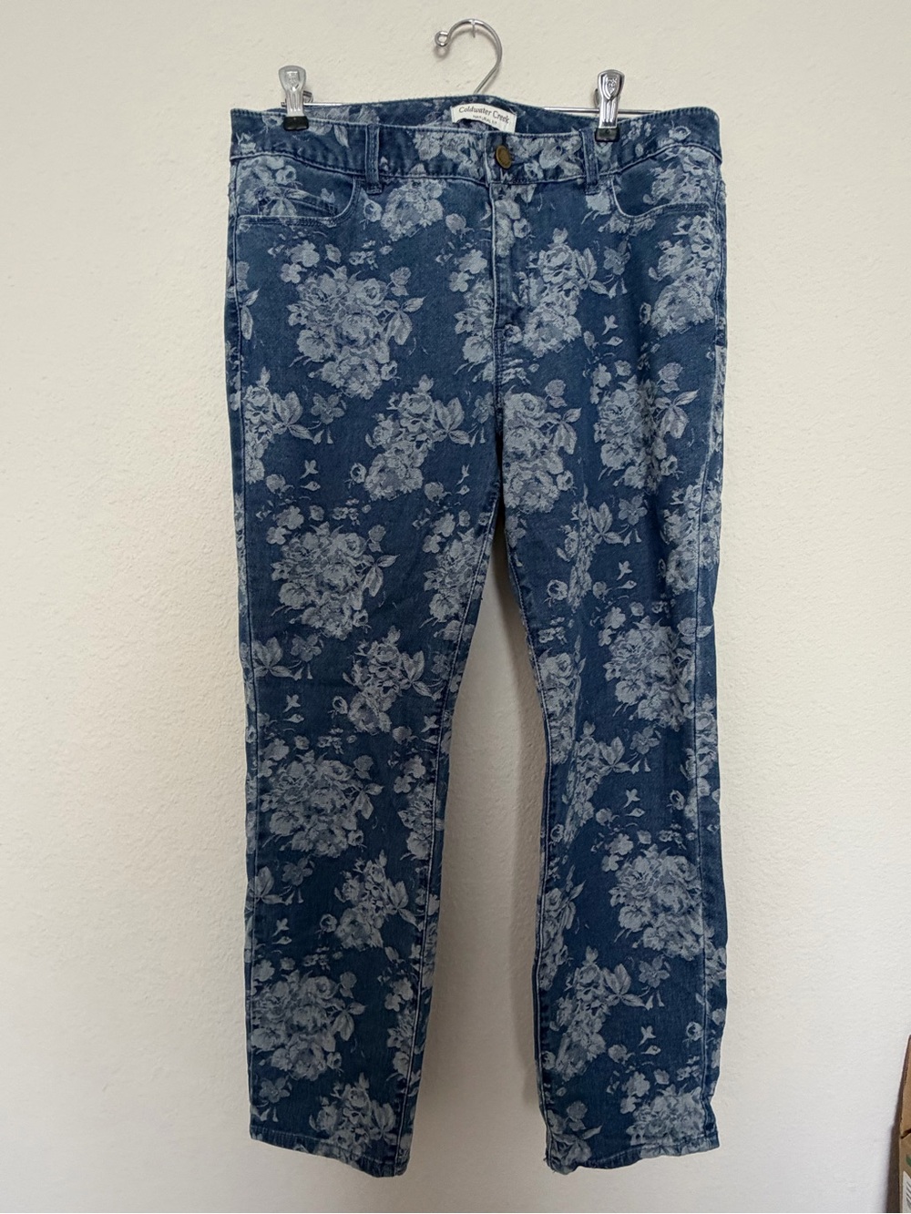 Coldwater Creek Vintage Blue Floral-Print Denim Jeans